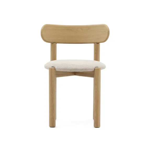 Стул Nebai, бежевый шенилл, массива дуба светлый