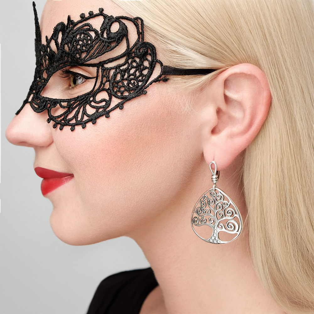 "Древена" серьги в серебряном покрытии из коллекции "Витраж" от Jenavi с английским замком