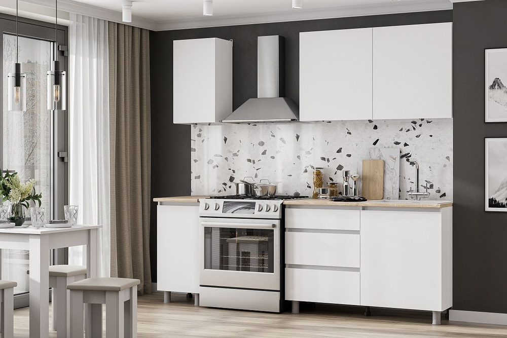 Кухонный гарнитур Den 1,6м Белый/Дуб Сонома