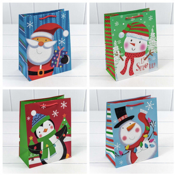 
          Пакет подарочный 18 х 23 х 10 см Набор 4 шт "Новогодний" х блёстками (Микс)