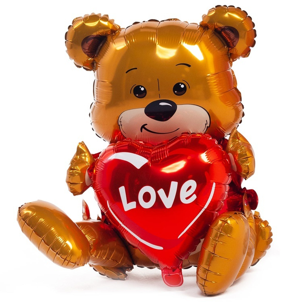 Сидячий шар "Мишка с сердечком Love" воздух
