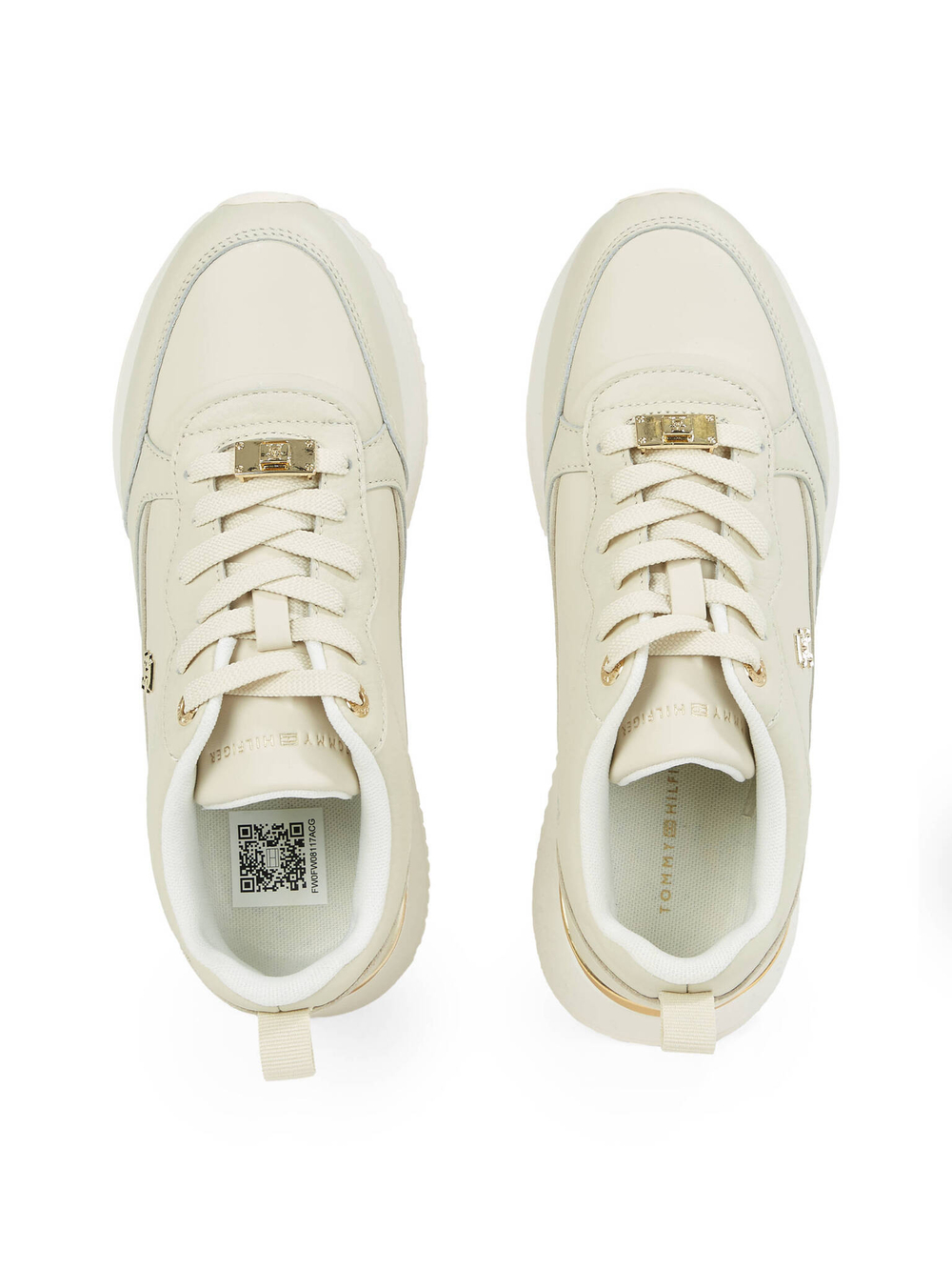 Кожаные кроссовки Tommy Hilfiger - бежевый(FW0FW08117)