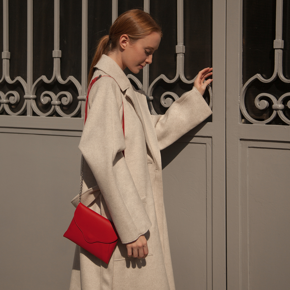 Сумка-клатч Florette из кожи теленка, красного цвета