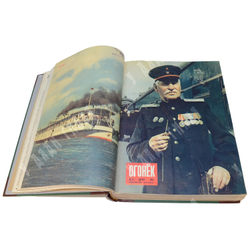 Журнал Огонек 52 номера, годовой комплект за 1953г. В 2-х  полукожаных переплетах .