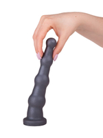 Анальная пробка платинового цвета с изгибом - 18 см. (Цвет: черный)