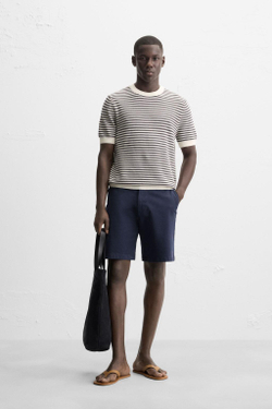 ZARA ФУТБОЛКА В ПОЛОСКУ, БЕЛЫЙ/СЕРЫЙ