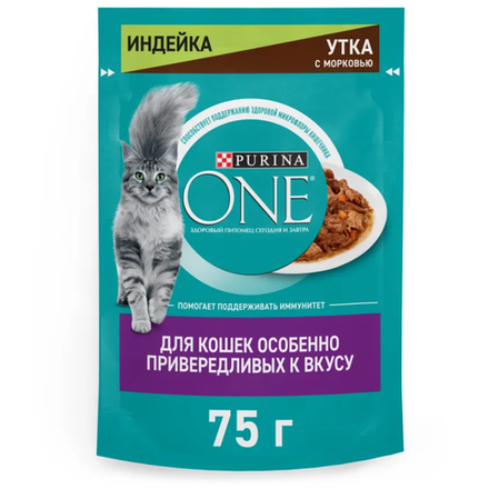 Влажный корм для кошек Purina ONE Индейка и утка 75 гр
