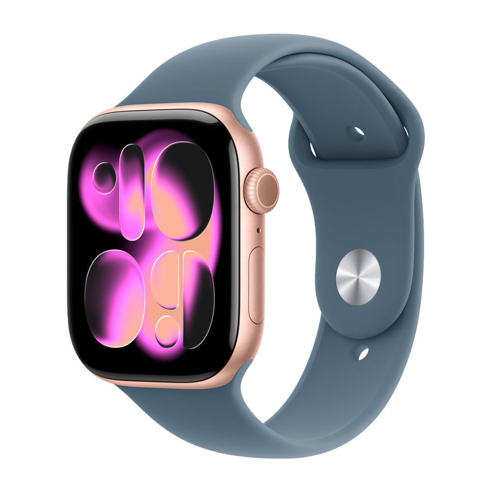 Умные часы Apple Watch Series 11 GPS, 46mm, Rose Gold Aluminium Case with Anchor Blue Sport Band, S/M