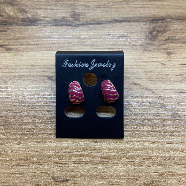 Серьги Small Ракушка эмаль цветная цвет малиновый металл золотистый