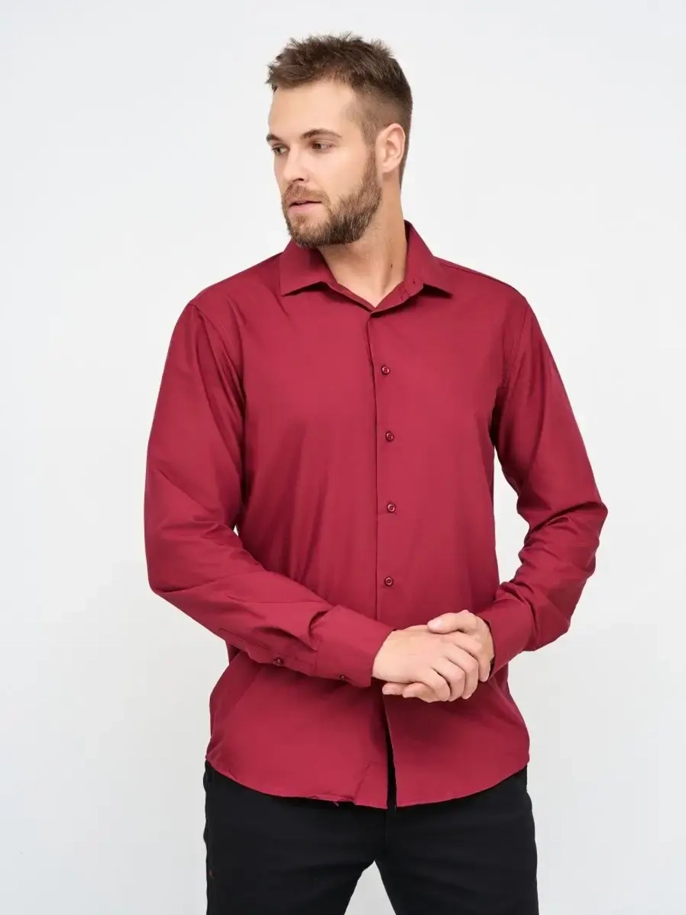 Рубашка классическая с длинным рукавом приталенная