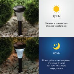 SL-PL31 ЭРА Садовый светильник на солнечной батарее, пластик, черный, 31 см | Садовые декоративные светильники