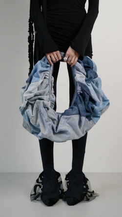 Сумка-рюша, голубая