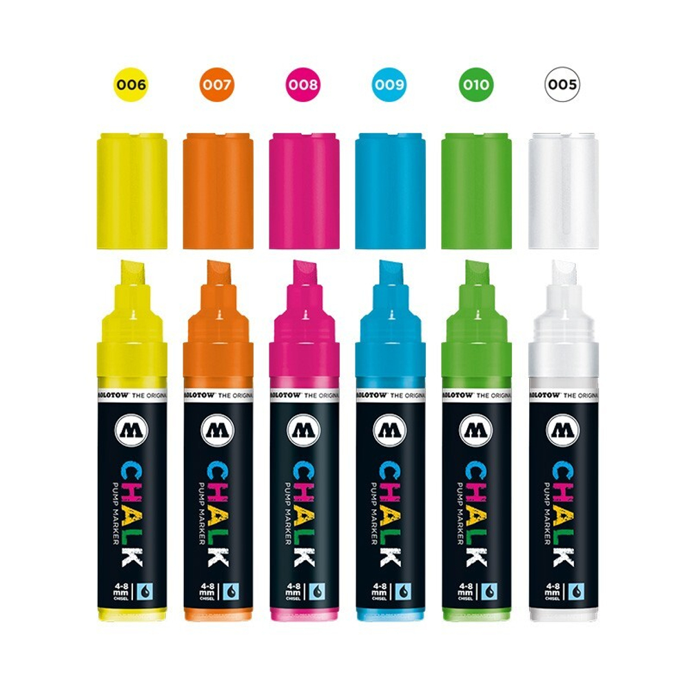 Набор маркеров Molotow CHALK - 6шт Neon-Set (4-8 мм)