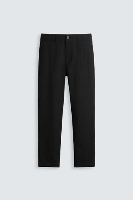 ZARA БРЮКИ ЧИНОС ИЗ КОМФОРТНОЙ РЕЛЬЕФНОЙ ТКАНИ, ЧЕРНЫЙ