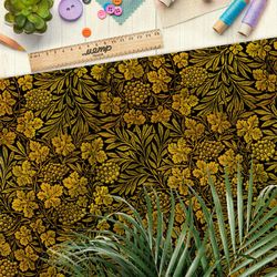 Ткань шелк Армани бронзовая хохлома из ягод