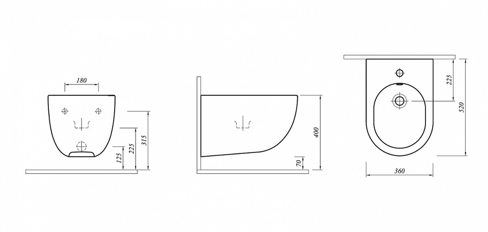 Биде подвесное Kale Zero