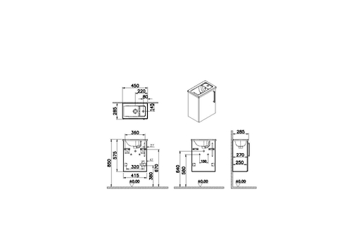 Тумба с раковиной Vitra Root 45 см, с дверцей, глянцевый белый, левосторонняя