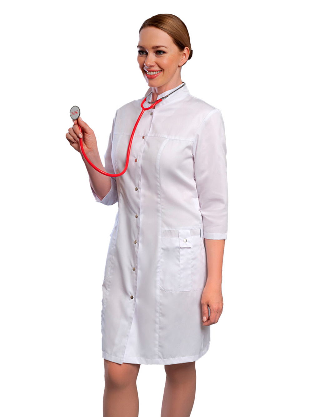 Халат медицинский женский Doctor Big 248ТС на кнопках, белый, 46