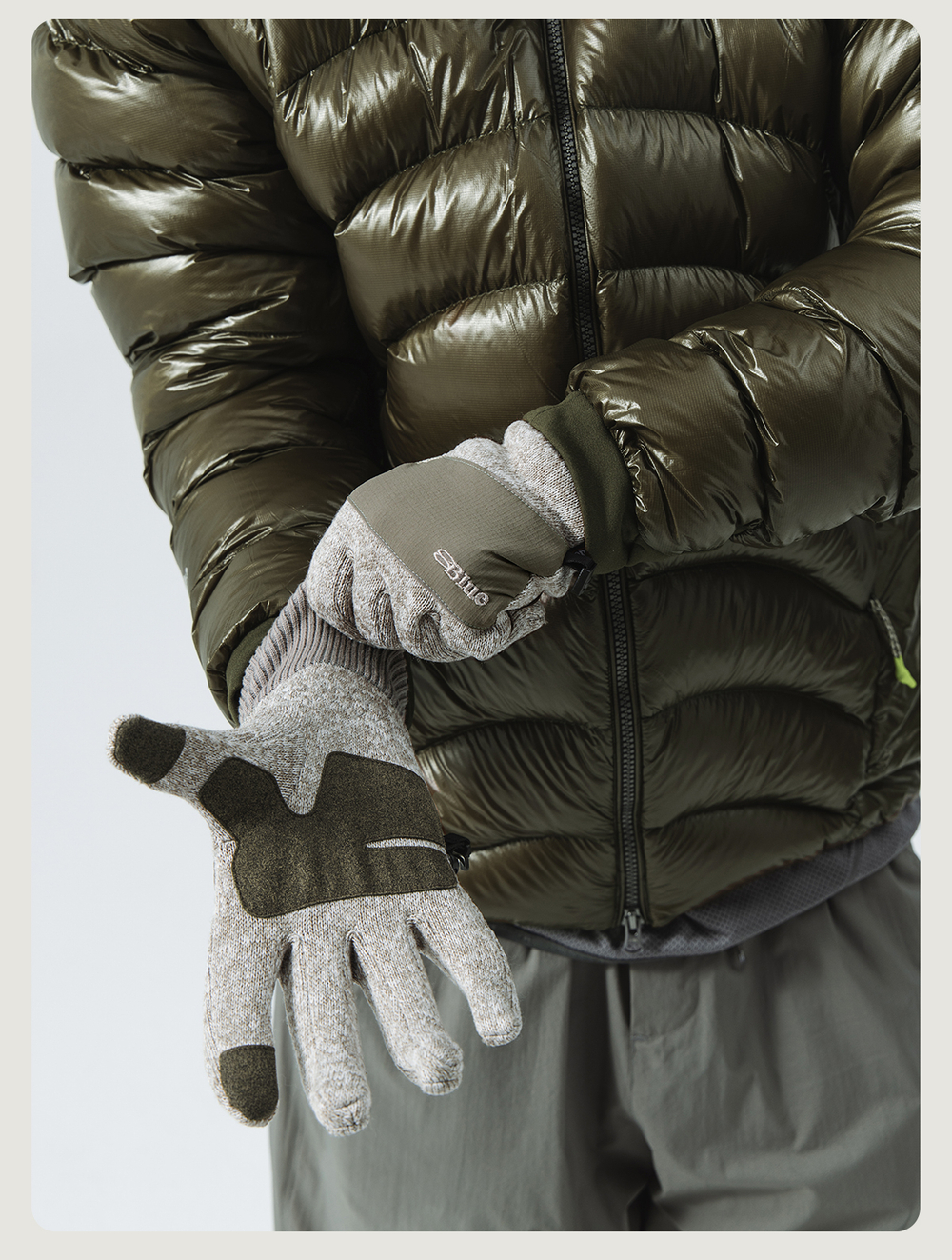 Перчатки Nothomme Blue Winter New Knitted Fleece Anti-Static Water-Repellent Color-Block Thick Gloves”
