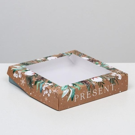 Коробка для десертов с окном 20*20*4см