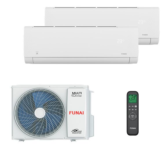 Мультисплит система на 2 комнаты Funai RAM-I-SG25HP.W02/S + RAM-I-SG30HP.W02/S / RAM-I-2OK40HP.01/U