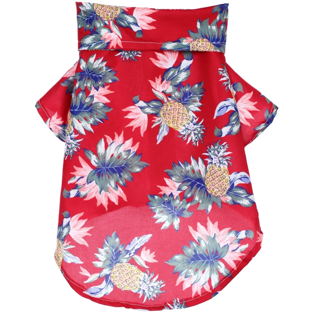 Рубашка для собак и кошек малых и средних пород «СТИЛЬНЫЙ БРО», цвет красный, принт ананасы с цветами, размер S