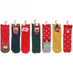 Носки женские «Новогодние забавы», микс 4 цвета, р-р 36-39 (крючок, пакет, стикер)