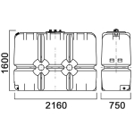Емкость прямоугольная для дизельного топлива со сливом Анион 2000 л. прямоугольная (2160x750x1600см;синий) - арт.559441