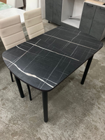 Стол разд Пластиковый подстолье прямое хром Царг.пояс венге Ст-ца черный тунис (венге)