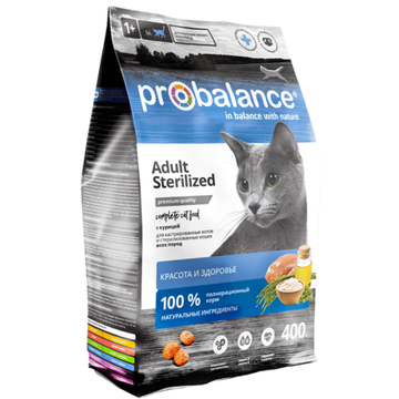 Сухой корм ProBalance Sterilized для кастрированных котов и стерилизованных кошек с курицей