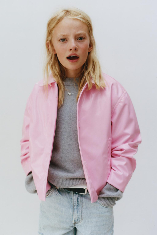 ZARA КУРТКА ИЗ ИСКУССТВЕННОЙ КОЖИ, РОЗОВЫЙ