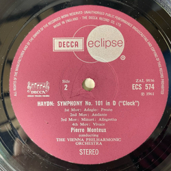 Винтажная виниловая пластинка LP Haydn Гайдн, Vienna Philharmonic Orchestra Symphony No. 94 In G Surprise Symphony No. 101 In D Clock (Англия 1971)