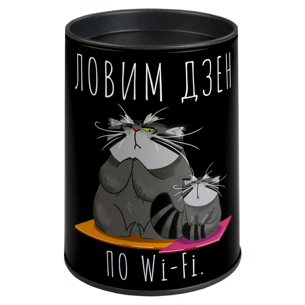 Копилка-подставка для канцелярских принадлежностей, арт.69373/ 30 СЕРЫЙ КОТ 10,4х7,5х7,5 см,