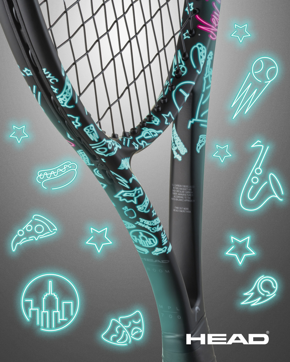 Теннисная ракетка Head Boom MP L Neon 2025 - naciągnięta