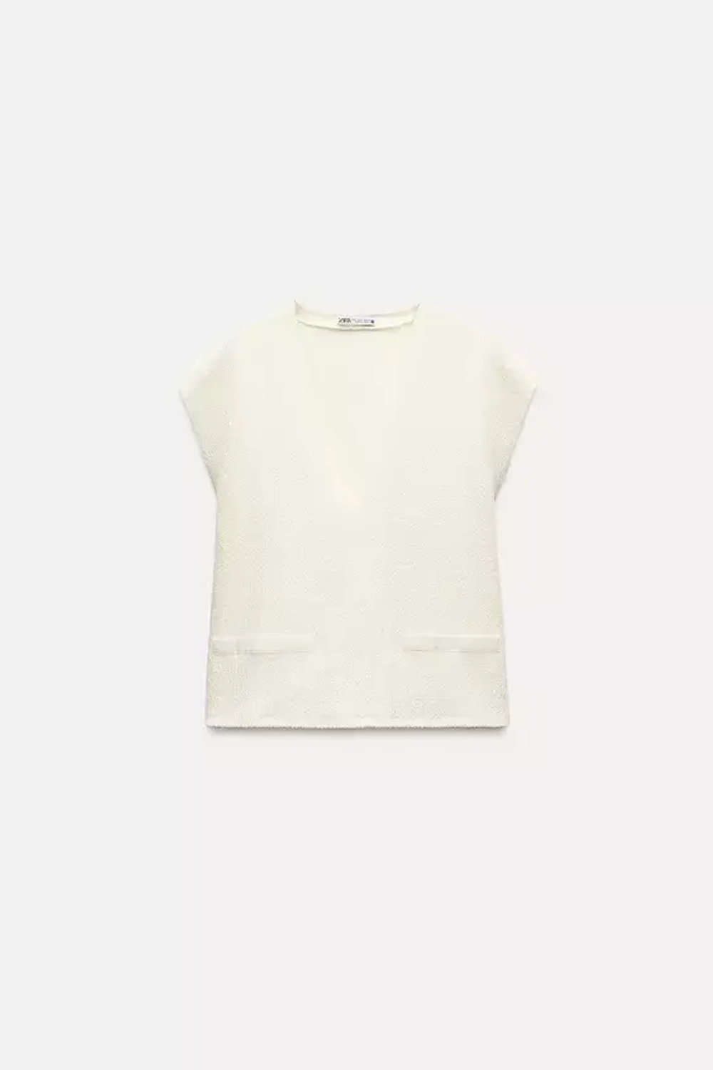 ZARA ТОП-ЖИЛЕТ С V-ОБРАЗНЫМ ВЫРЕЗОМ, ЭКРЮ