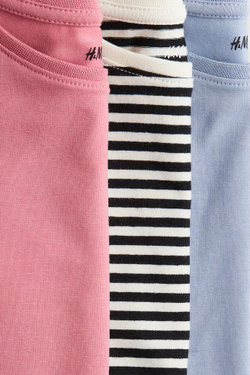 H&M Набор из трех хлопковых футболок с длинными рукавами, розовый