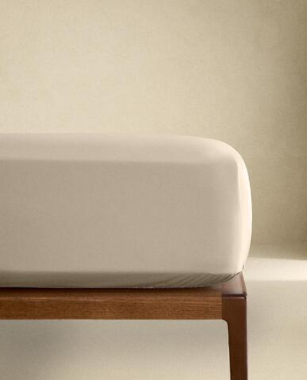 ZARA HOME (300 НИТЕЙ) НАТЯЖНАЯ ПРОСТЫНЯ ИЗ ХЛОПКА, БЕЖЕВЫЙ