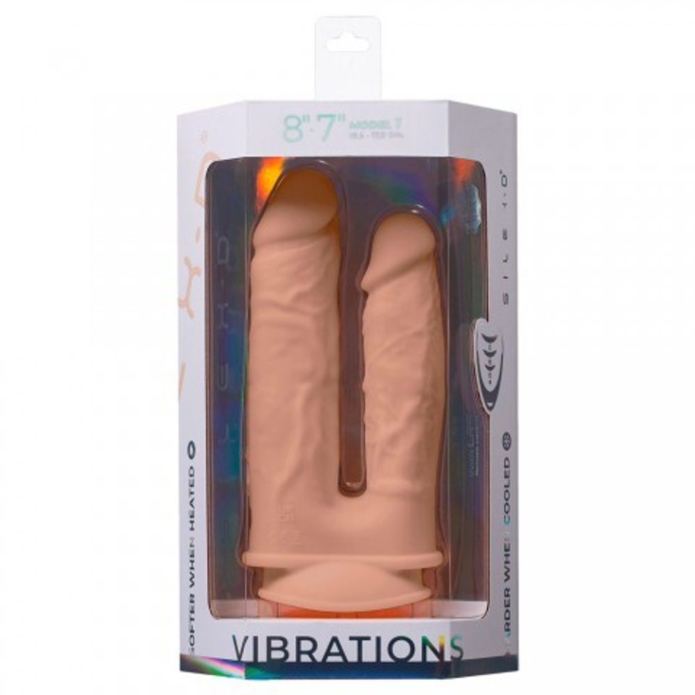 Двойной реалистичный вибратор Model 1 с пультом ДУ (17,5; 19,5 см.) телесный