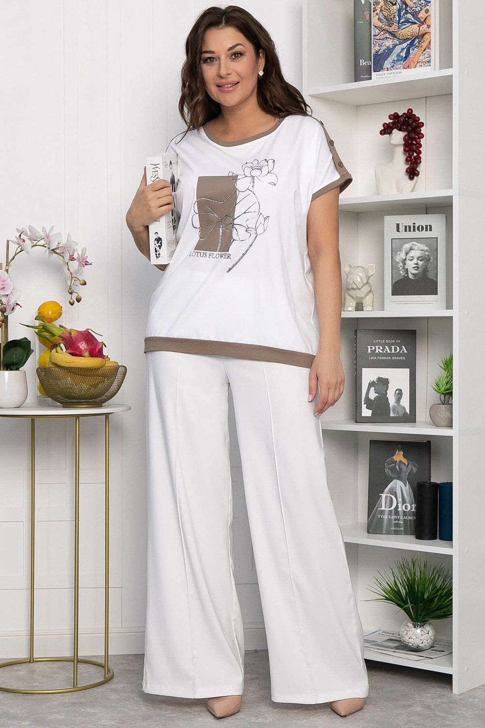 Блуза Чарли (бело-коричневая) Б13801-20М LT Collection