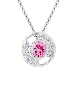 Подвес из серебра со вставками из розового и бесцветных фианитов