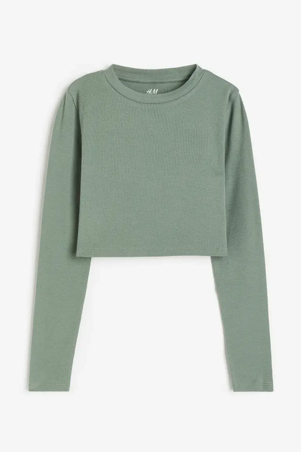 H&M Трикотажный топ с длинными рукавами, зеленый