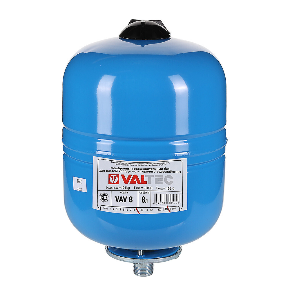 Расширительный бак (мембранный) гидроаккумулятор VALTEC 12 л для водоснабжения, вертикальный (арт. VT.AV.B.060012)