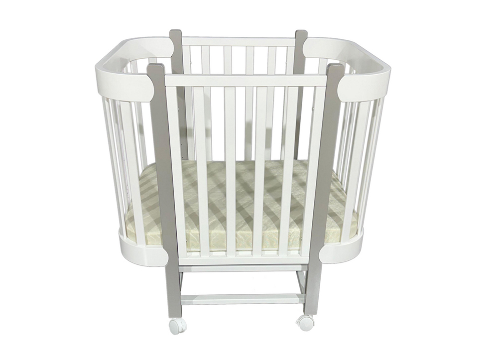 Детская кроватка трансформер Solnyshko 3в1 (продольный маятник, съемная стенка, колеса)
