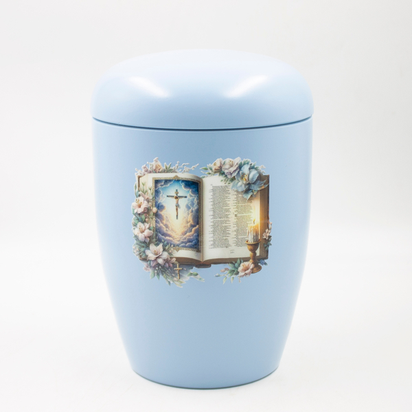 Урна для праха биоразагаемая "Эдем" голубая Книга