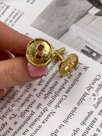 Запонки "Замочная скважина " матовое золото Скиап. (пара)