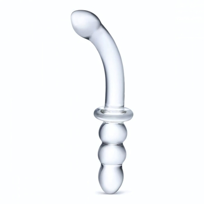 Прозрачный ребристый двусторонний стимулятор Ribbed G-Spot - 30 см. (Цвет: прозрачный)