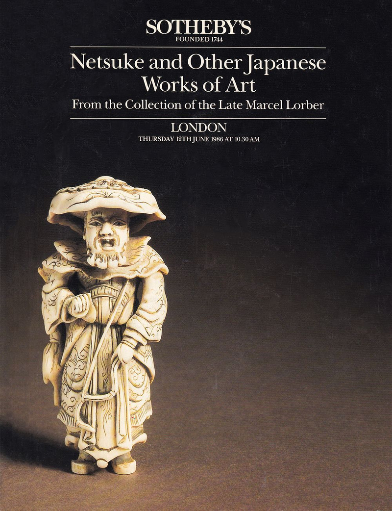 Каталог аукциона Sotheby's, Лондон, Нэцкэ и другие произведения японского искусства из коллекции Марселя Лорбера от 12 июня 1986 года