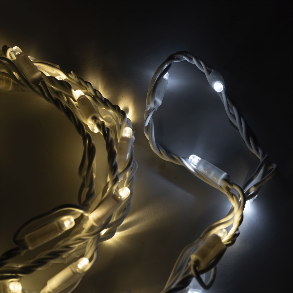 Светодиодная нить Тверская 7 м. с контроллером 24 В, 54 LED, тепло-белый, белый провод каучук, LTC (FL70-8-1WW+)