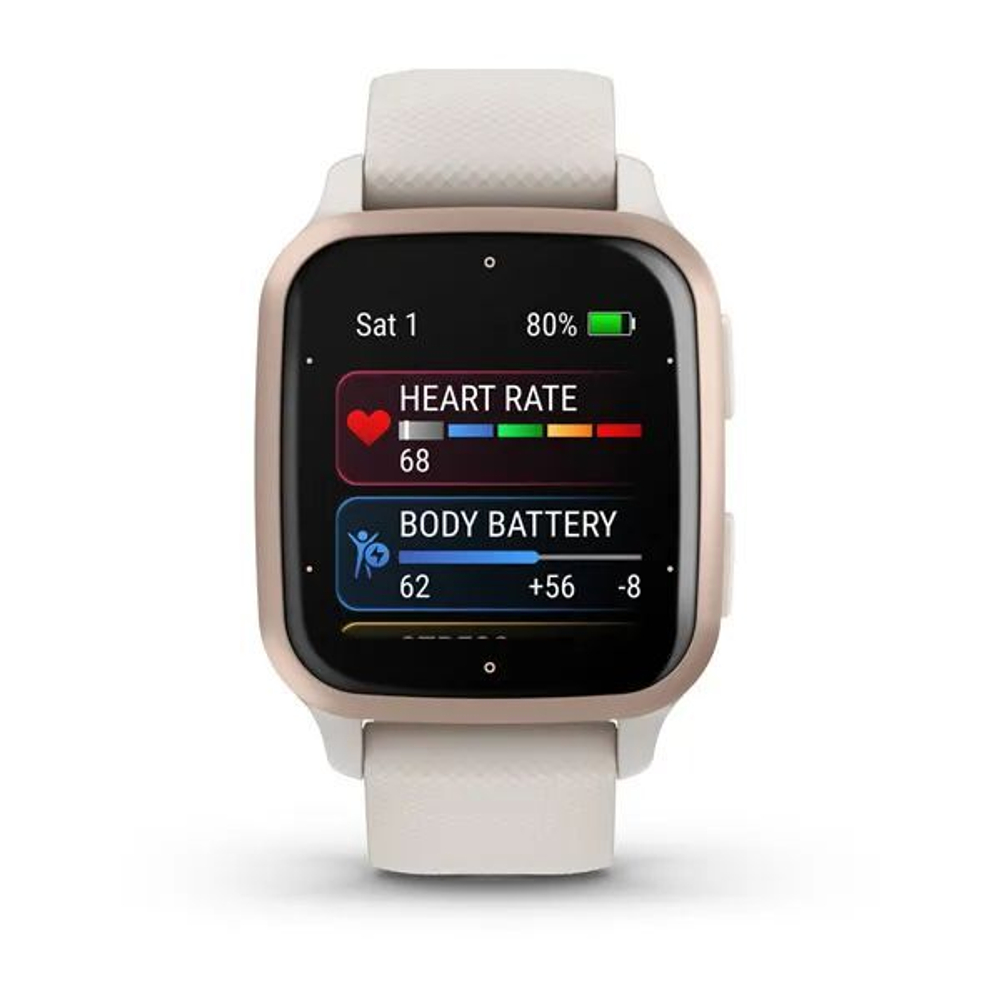 Смарт часы Garmin Venu Sq 2 Music Edition цвет слоновой кости с персиково-золотым алюминиевым безелем
