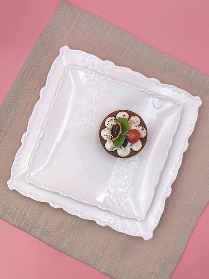 Тарелка обеденная 26 см. квадратная, набор 4 шт. "Орнамент"